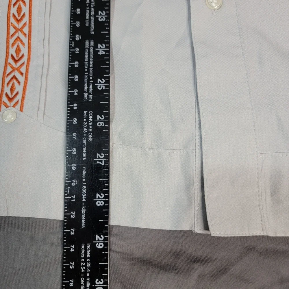 Texas Standard Guayabera Libre Shirt Mens Large Gray Embroidered Western Vented - Picture 5 of 6